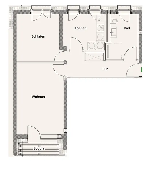 City West: 2 Zimmer mit Wohnküche und Loggia für 1.800 € kalt — photo 1